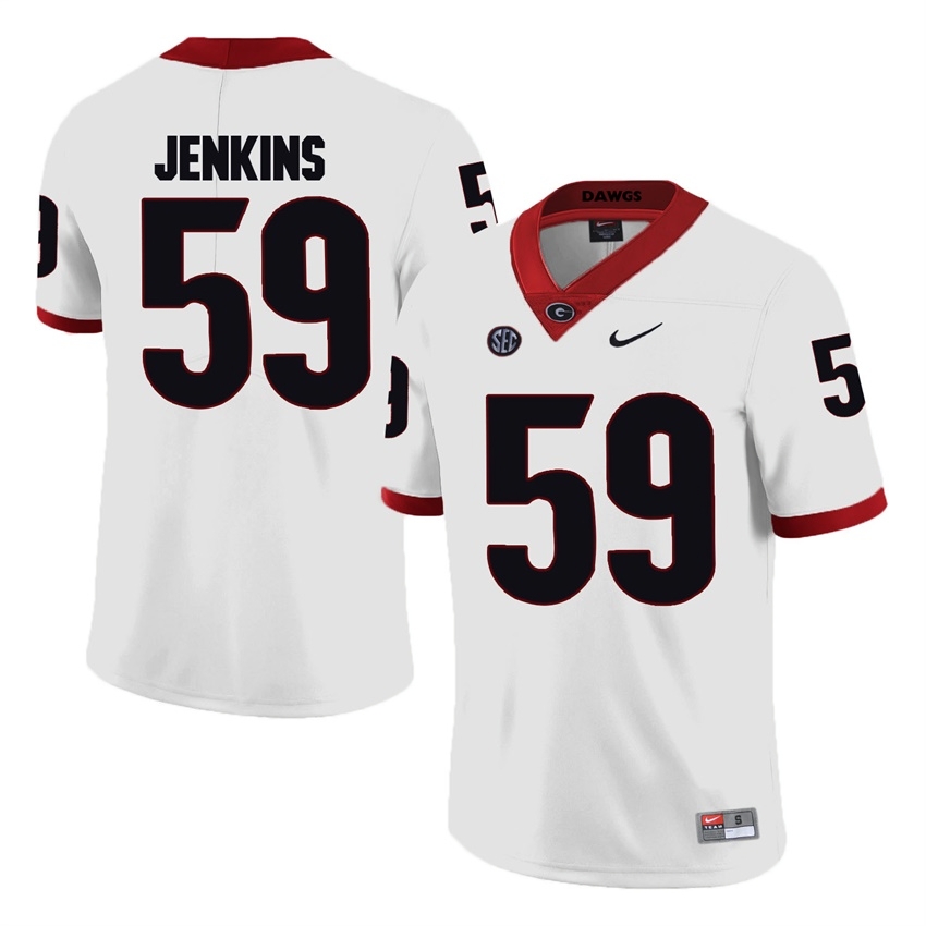 Georgia Bulldogs Men's NCAA Jordan Jenkins #59 White Game College Football Jersey IBQ4849EZ